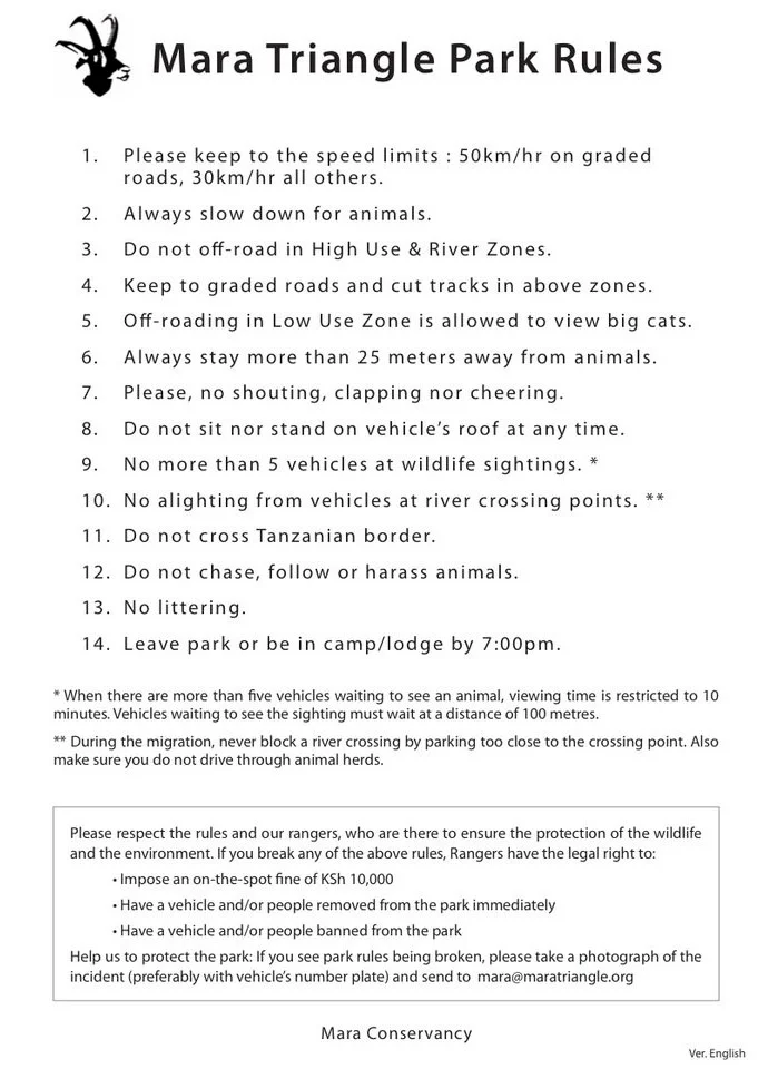 Mara Triangle Parking Rules