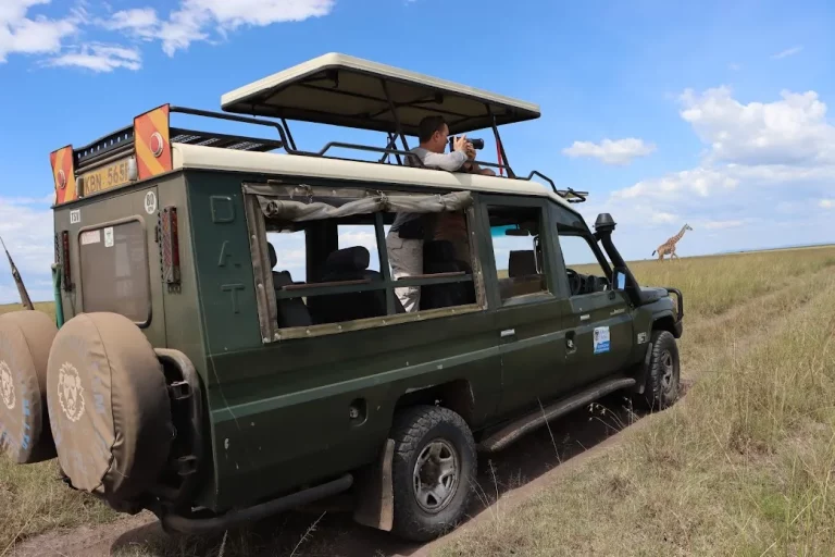 Multi trip holidays- tourists on a game drive in the Mara