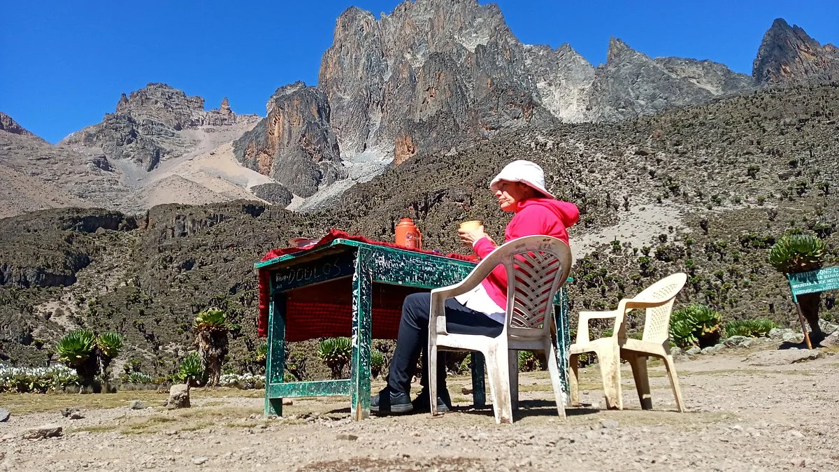 Coffee at the peak of Mount Kenya.