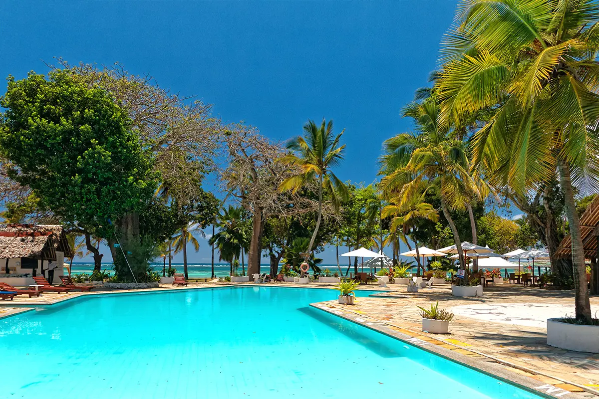 Relaxing at Kenya’s Coast on Affordable Kenya Safari Packages - Beachfront hotel