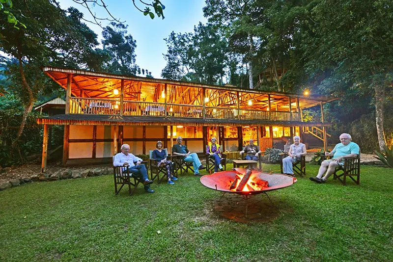 Supporting local communities on Uganda Safari - guests at the Buhoma Lodge