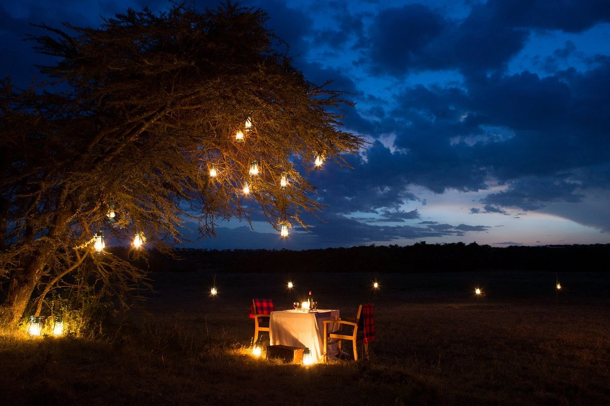 A safari in Masai Mara National Reserve, Kenya, with lodges and campsites in the pristine riverine forests