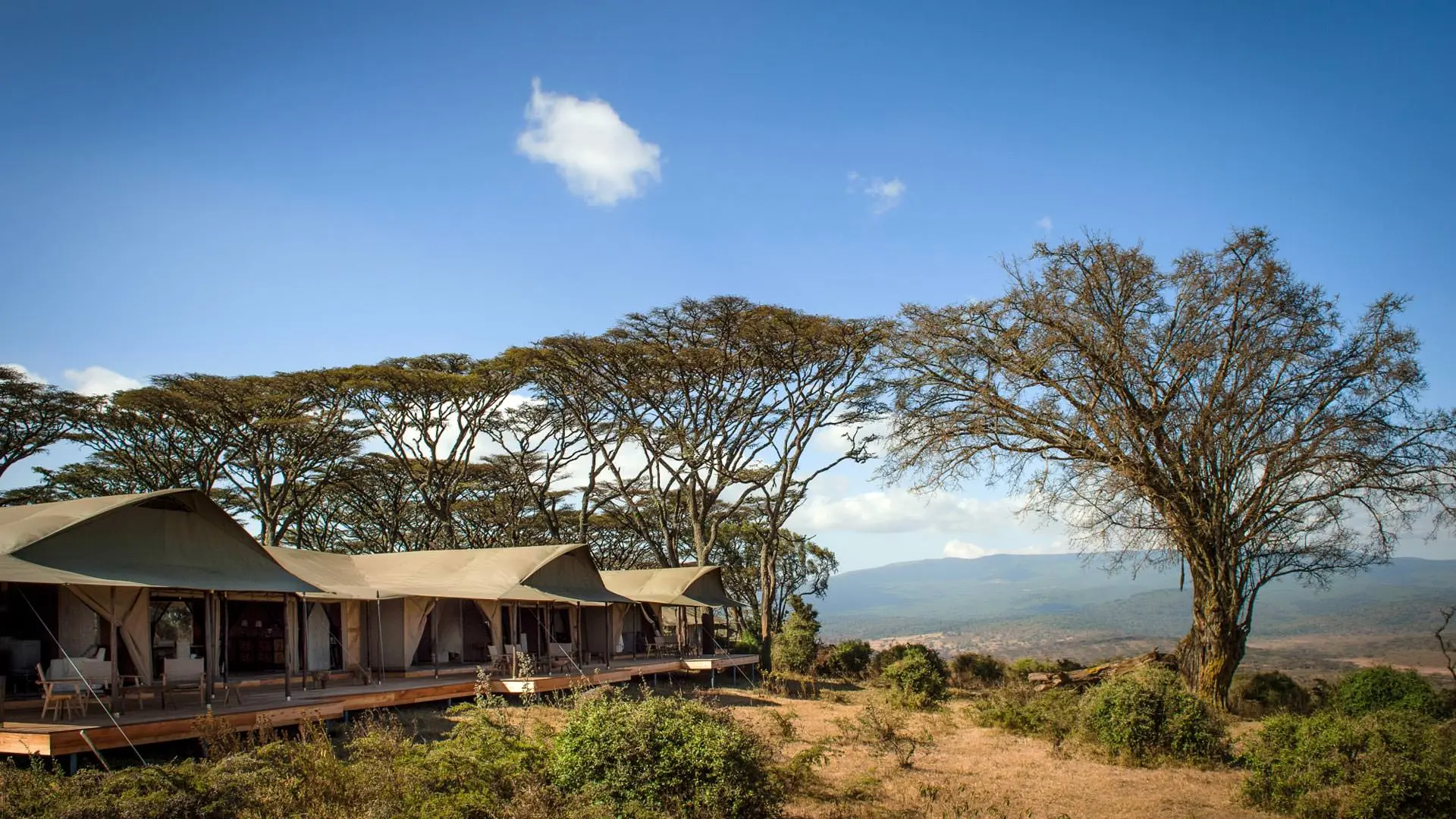 A view of the Entamanu Ngorongoro lodge in Tanzania