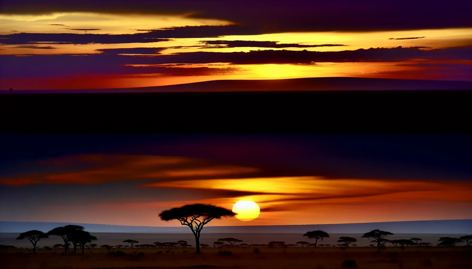 Stunning sunset views over the Serengeti National Park