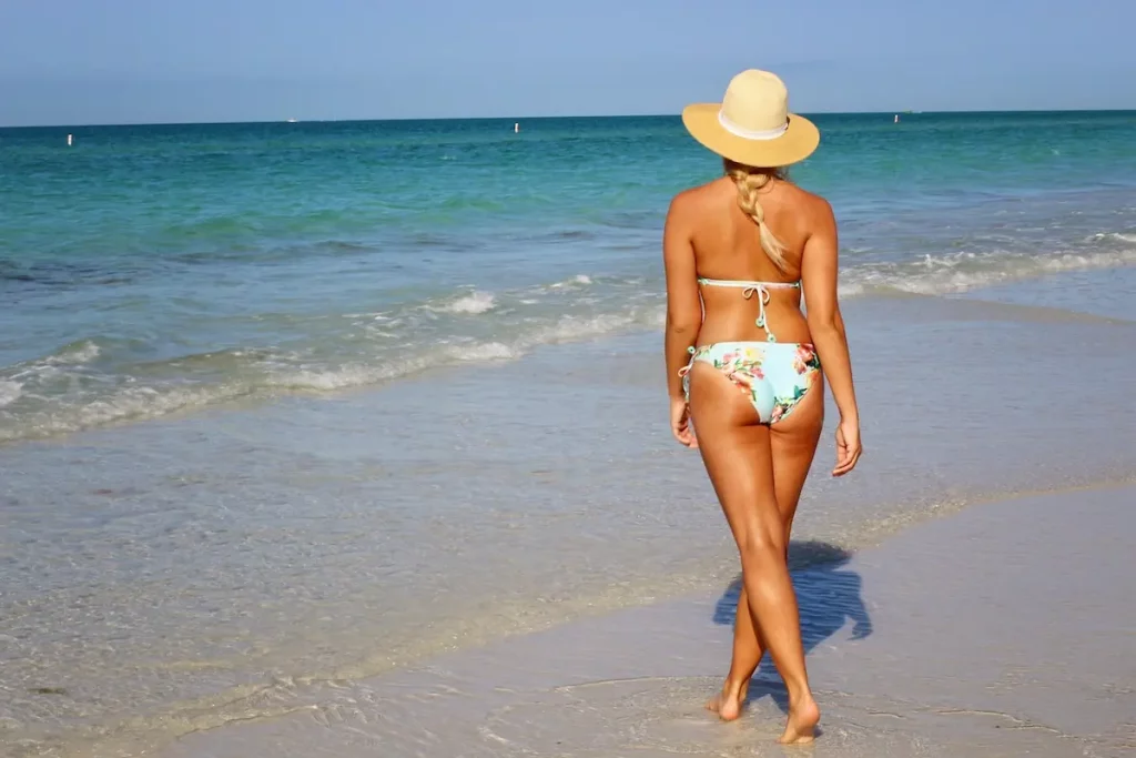 A tourist in Lamu Kenya during a beach holiday